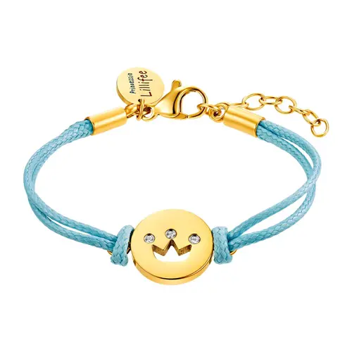 Girls' bracelet in textile and stainless steel, IP gold