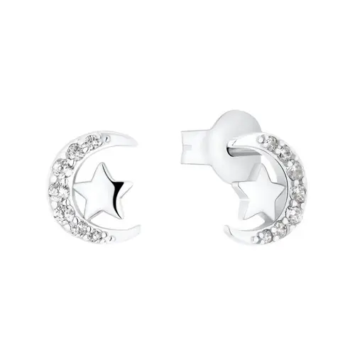 Stud earrings in sterling silver with zirconia for girls