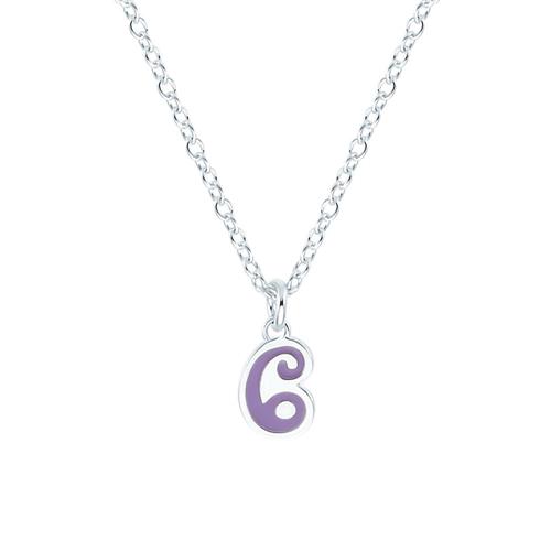 Necklace with pendant number 6 in 925 sterling silver, enamel