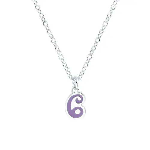 Necklace with pendant number 6 in 925 sterling silver, enamel