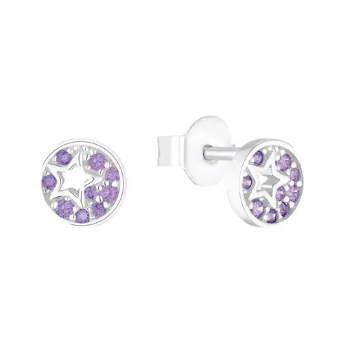 Girls stud earrings in 925 sterling silver with stars