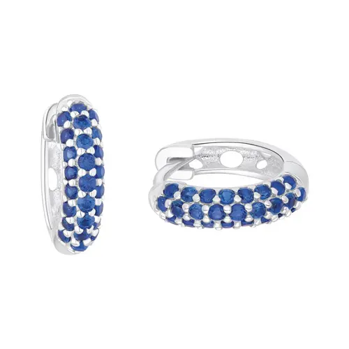 Girls 925 sterling silver hoop earrings with blue zirconia