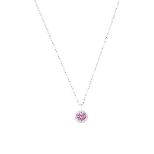 Girls necklace with heart in sterling silver, zirconia