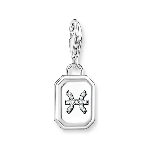Pisces charm pendant in 925 Sterling silver, zirconia stones