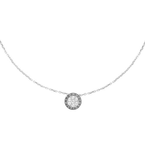 Crystal family engraved necklace in stainless steel for ladies