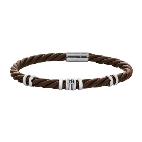 Brown leather bracelet casual for men by tommy hilfiger