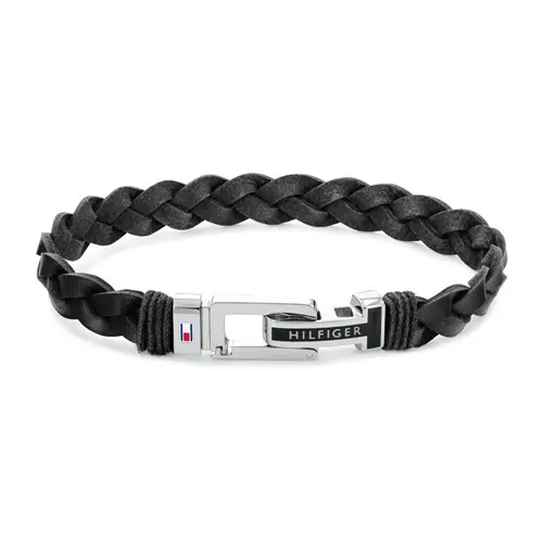 Casual bracelet for men in black leather