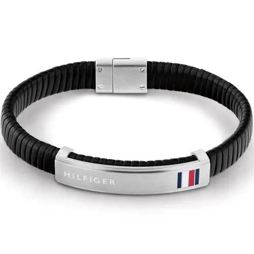 Heren leren platte gevlochten roestvrij stalen graveerarmband