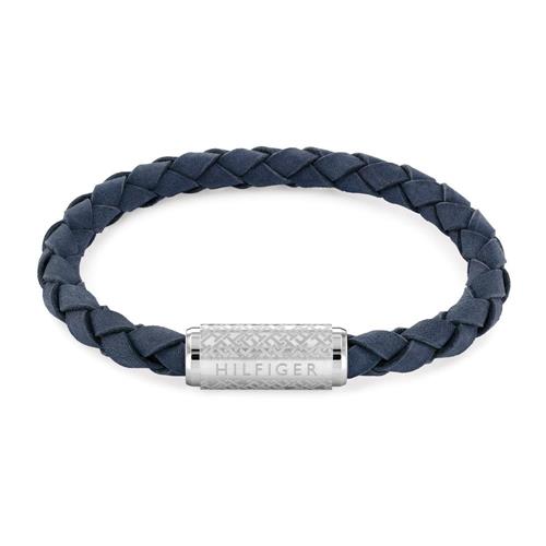 Men's blue suede and stainless steel bracelet