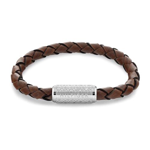 Bracelet for men in light brown leather and stainless steel