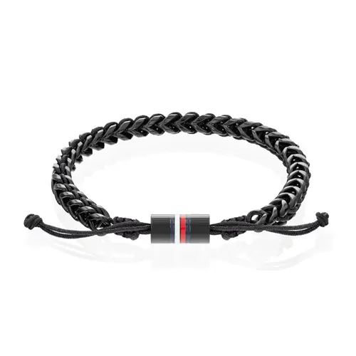 Men's nylon and stainless steel bracelet, IP black