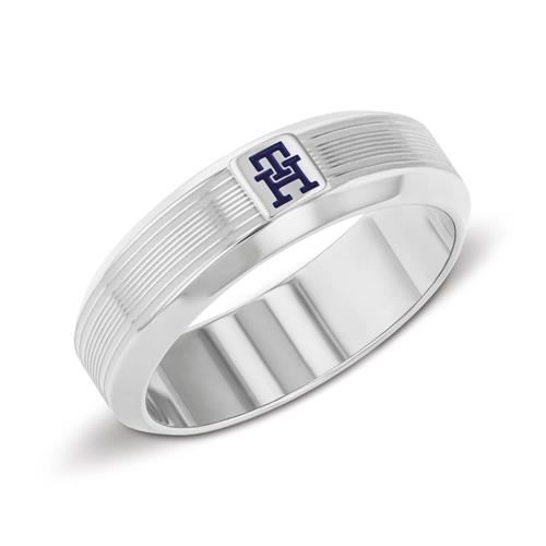 Engraving ring for men in stainless steel with enamel