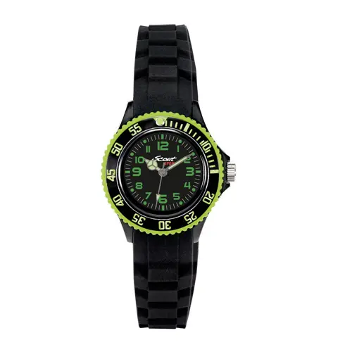 Black wristwatch for boys made of plastic, silicone