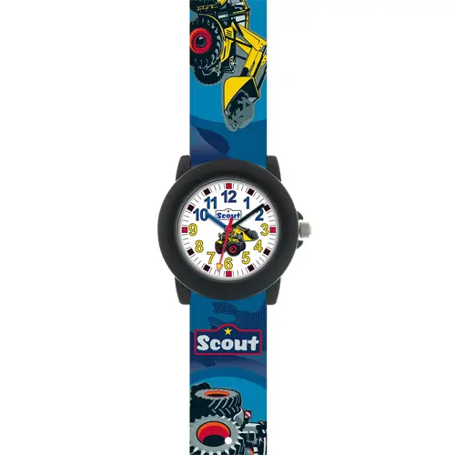 Boys wristwatch plastic agricultural machinery, blue