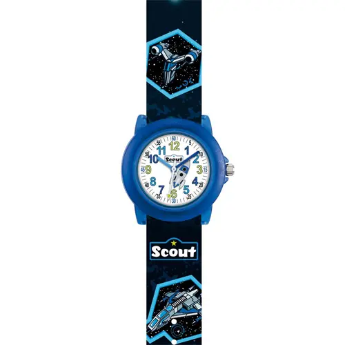 Space quartz watch for boys made of plastic