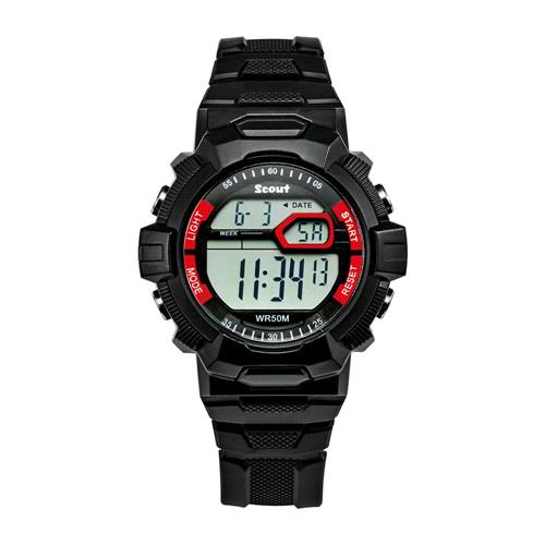 Digital wristwatch for children made of plastic, black