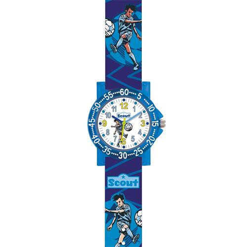 Blaue Armbanduhr Fußball aus Kunststoff für Jungen
