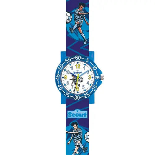 Scout blauw plastic voetbalhorloge voor jongens