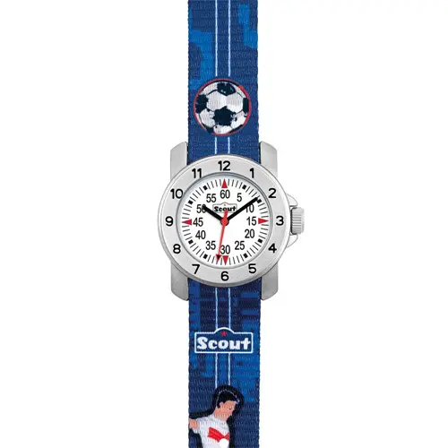 Boys' wristwatch in stainless steel and textile, blue