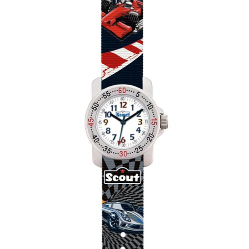 Red racer and power car quartz watch with textile strap