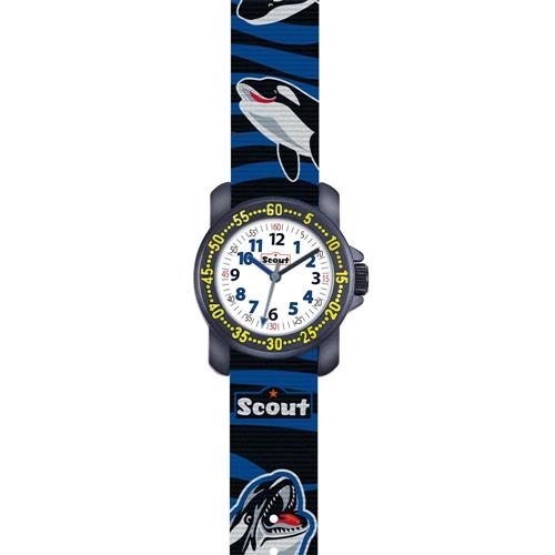 Scout Pink Glitzer Armbanduhr aus Metall und Kunstleder 280381002