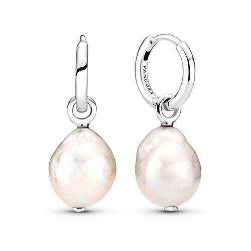 Ladies creoles in 925 silver with pearls