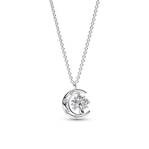 Ladies necklace moments moon and tree of life, sterling silver
