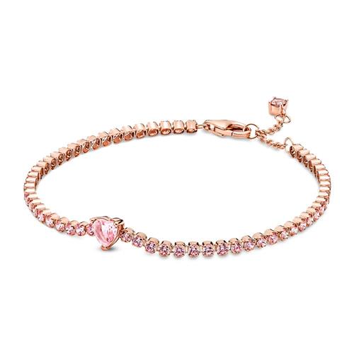 Ladies bracelet with pink crystals, rose