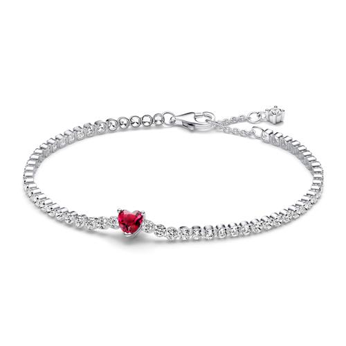 Tennis bracelet for women with heart in sterling silver