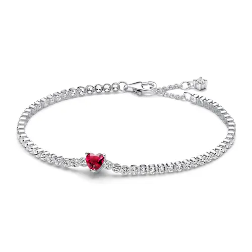 Tennisarmband voor dames met hart in sterling zilver