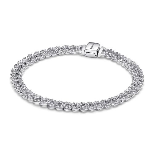 Link bracelet for ladies timeless pavé, sterling silver