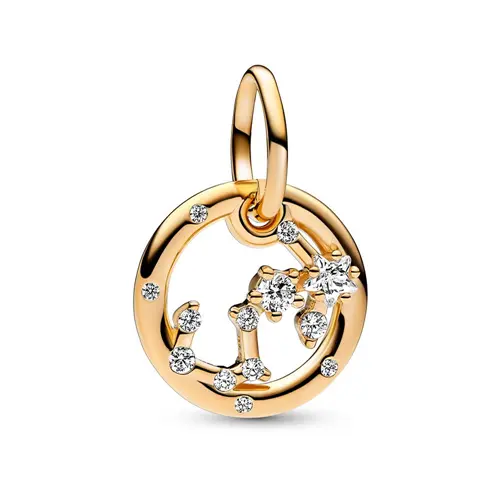 Scorpio zodiac pendant, gold, cubic zirconia