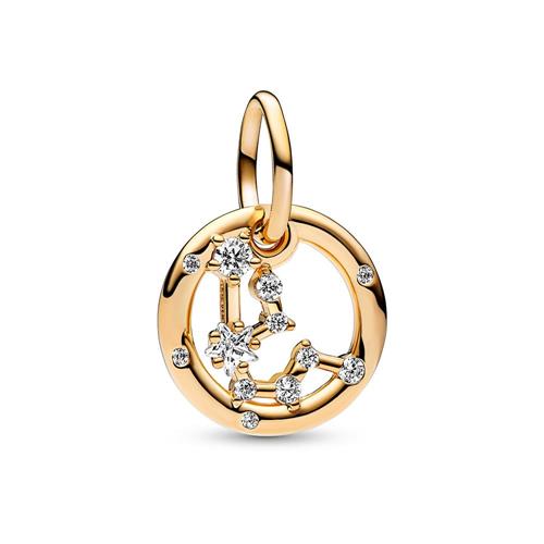 Aquarius zodiac pendant, gold-plated with cubic zirconia