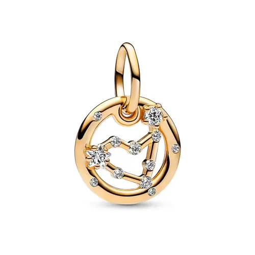 Zodiac capricorn pendant, gold-plated, cubic zirconia