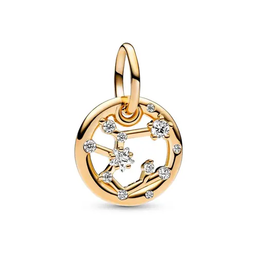 Sagittarius zodiac pendant, gold-plated, cubic zirconia