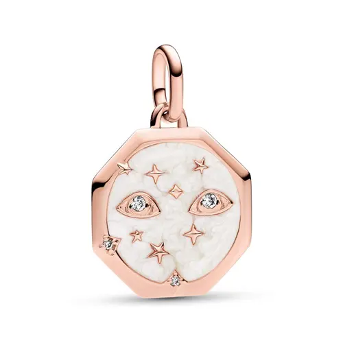 Sparkling eyes locket with enamel, IP rose