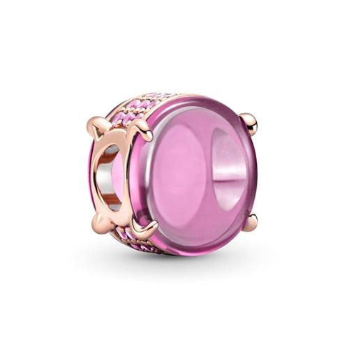ROSE Cabochon Charm mit Schmuckkristall, rosa
