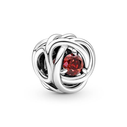 July birthstone eternity circle charm in 925 sterling silver