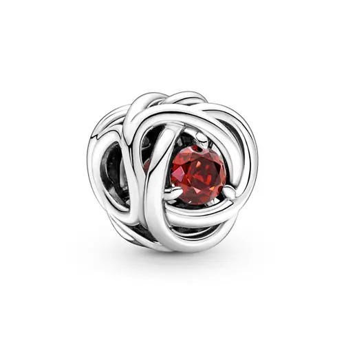 July birthstone eternity circle charm in 925 sterling silver