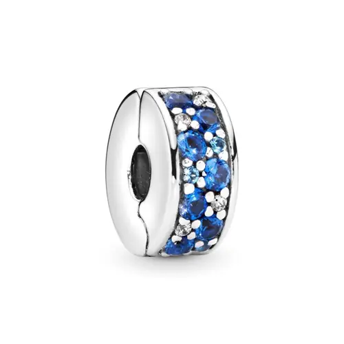 Clip sterling silver blue zirconia