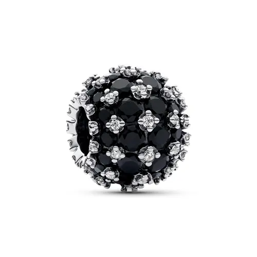 Black charm in 925 silver, zirconia, Moments