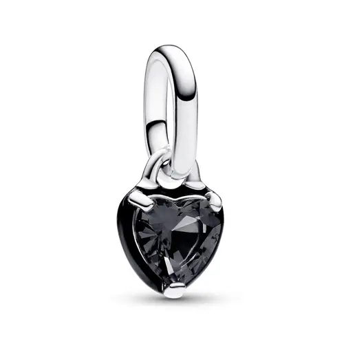 Mini colgante dije corazón chakra negro, plata 925