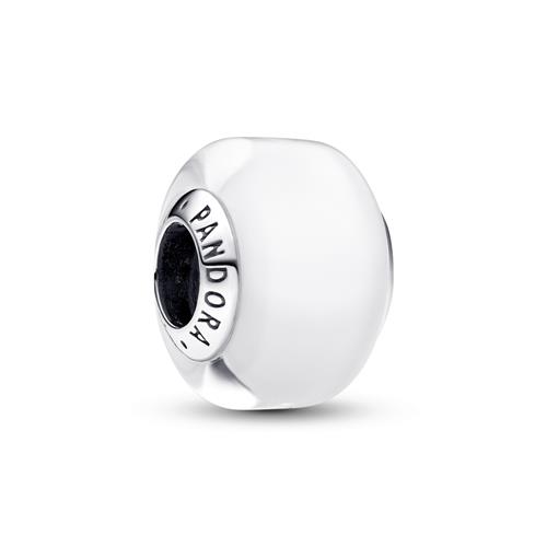 Mini charm in white Murano glass and sterling silver