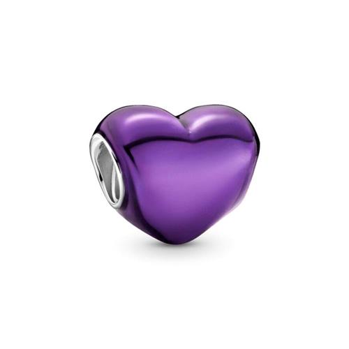 Heart charm in 925 silver, MEtallic purple