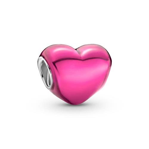 Metallic heart charm in sterling silver for ladies