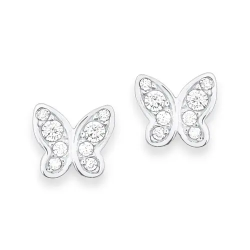 Pendientes de mariposa para niña de plata 925