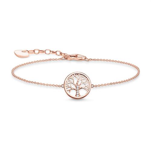 Pulsera de plata 925 &#xE1;rbol del amor rosado con circonitas