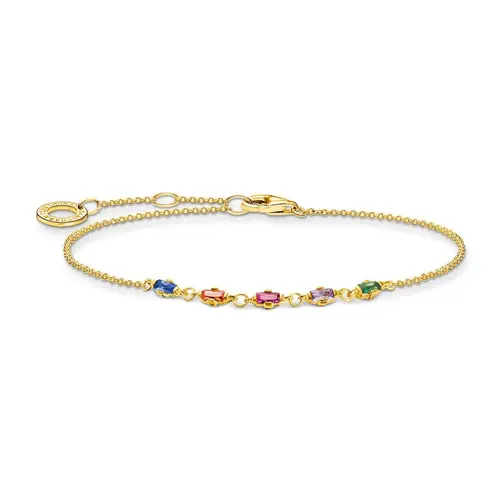 Gold-plated silver bracelet with multicoloured stones