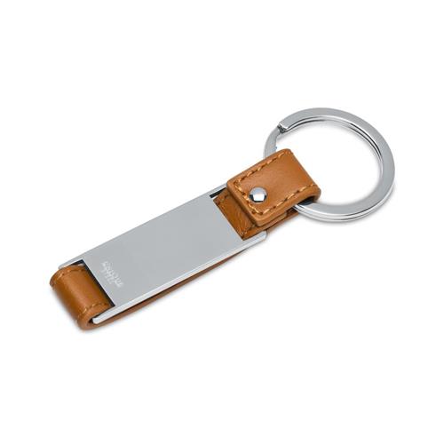 Keyring engravable leather stainless steel