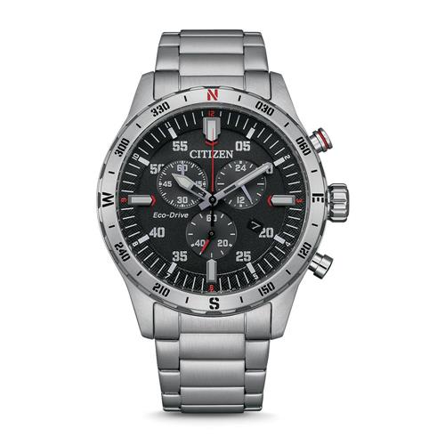 Herren Chronograph aus Edelstahl mit Eco Drive